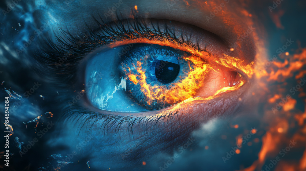 Abstract dreamlike motivational image. Illustration of person being in a dream in imaginary world. The eye. Abstract dreamlike motivational image. Illustration of person being in a dream in imaginary world. The eye.