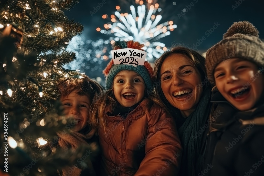 A family enthusiastically celebrates New Year 2025 with sparkling fireworks and a festive atmosphere, signifying joy, hope, and fresh beginnings in a vibrant outdoor setting. A family enthusiastically celebrates New Year 2025 with sparkling fireworks and a festive atmosphere, signifying joy, hope, and fresh beginnings in a vibrant outdoor setting.