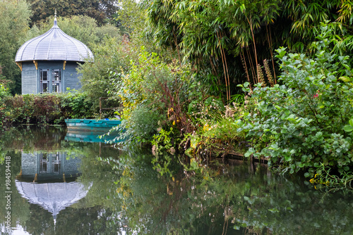 The floating gardens of Les Hortillonnages, Amiens, France, which consist of many small cultivated islands on the banks of the River Somme, surrounded by water. They are only accessible by boat.