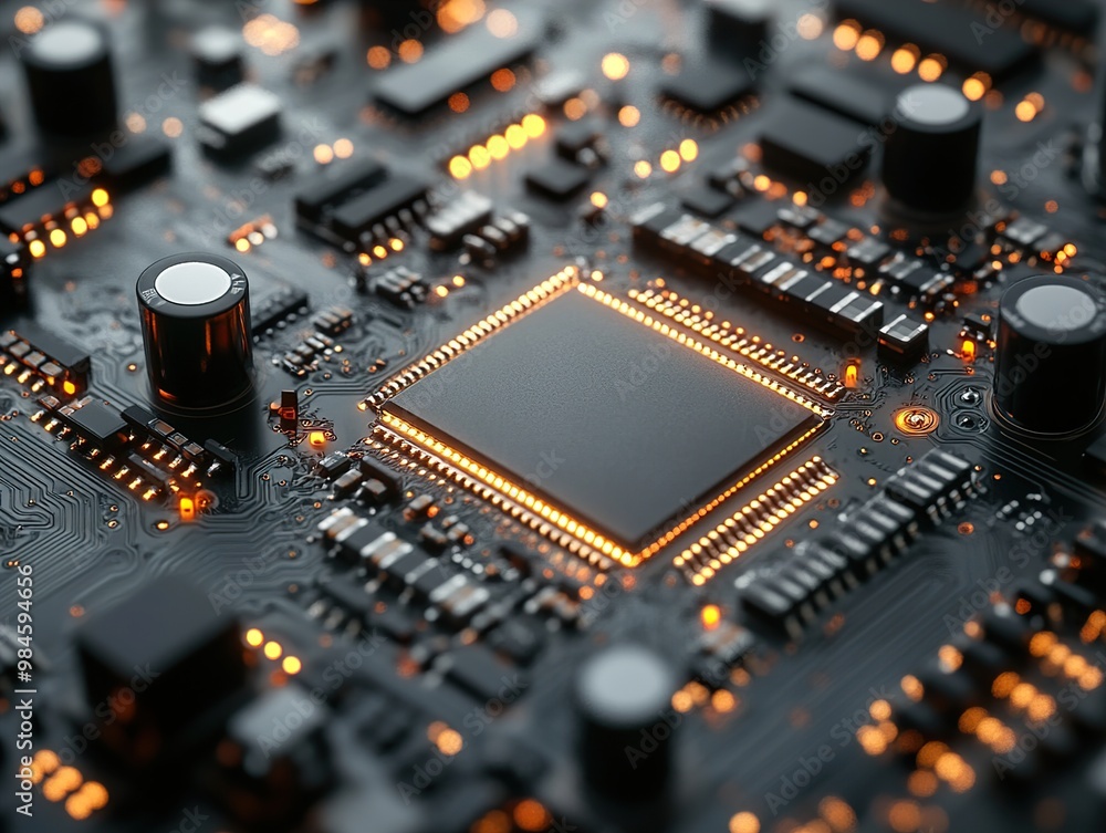 Close-up of a Microchip on a Circuit Board Close-up of a Microchip on a Circuit Board