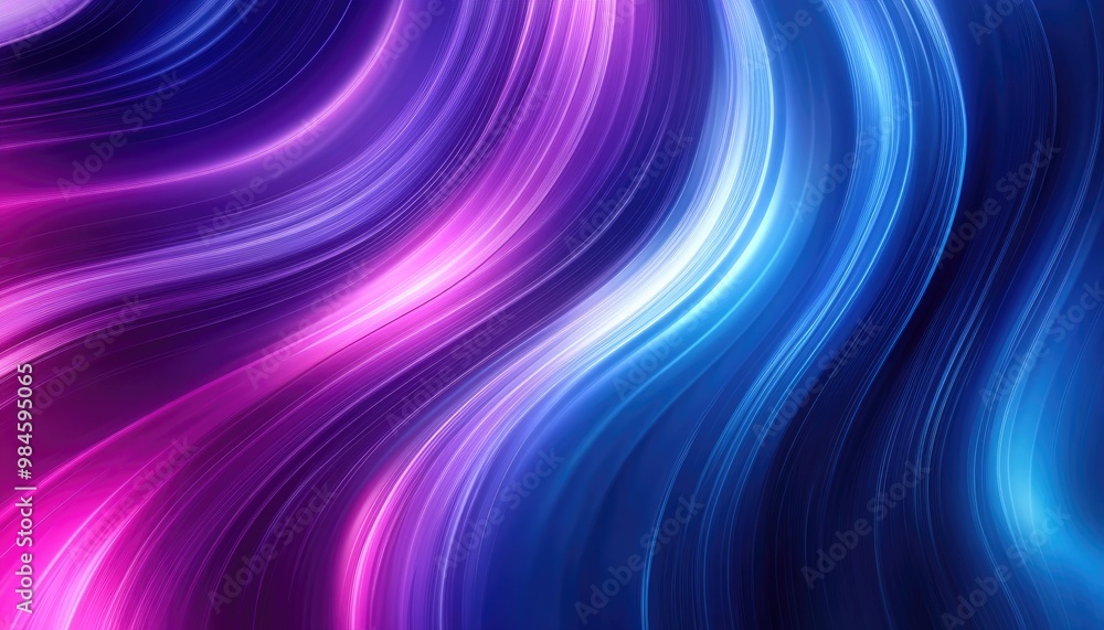 Abstract background featuring curved lines with glares in shades of blue and purple presented in a line art illustration style Abstract background featuring curved lines with glares in shades of blue and purple presented in a line art illustration style