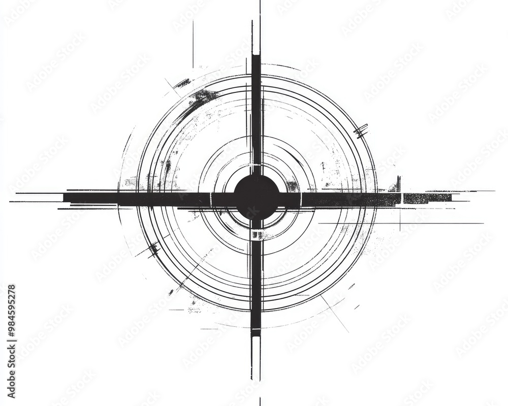 Line art illustration featuring a crosshairs design Line art illustration featuring a crosshairs design