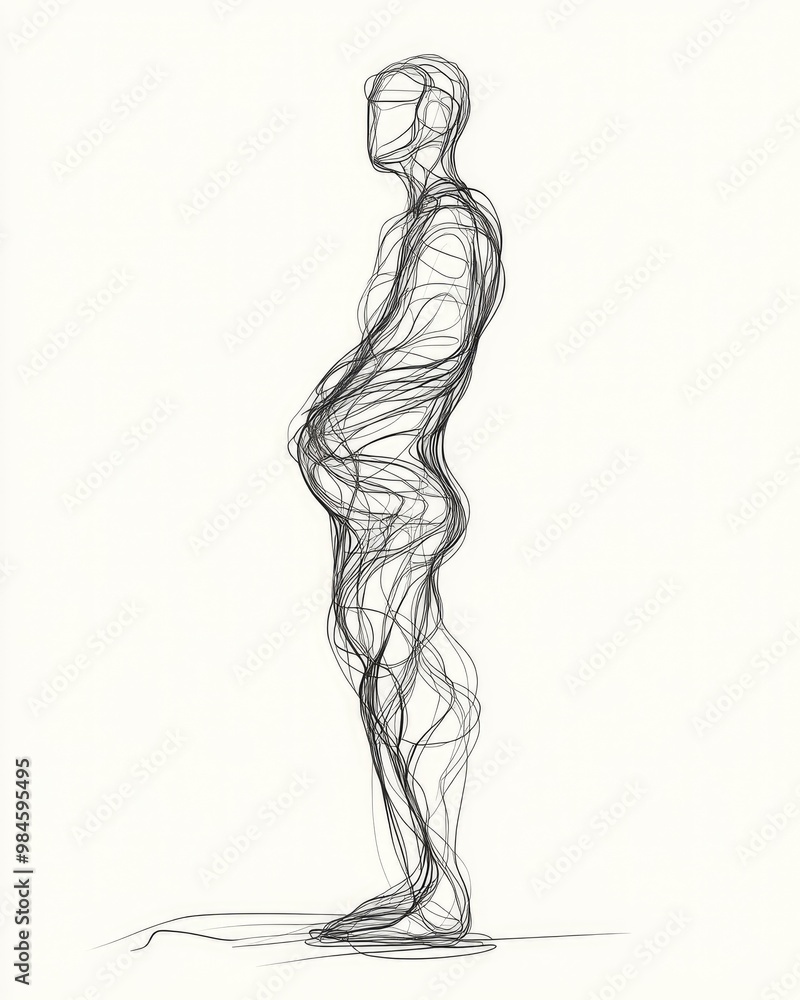Line art illustration of a standing figure high resolution artwork Line art illustration of a standing figure high resolution artwork