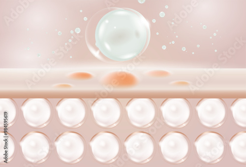 Cleansing foam bubbles clean clogged pores, remove blackheads while washing facial skin.
