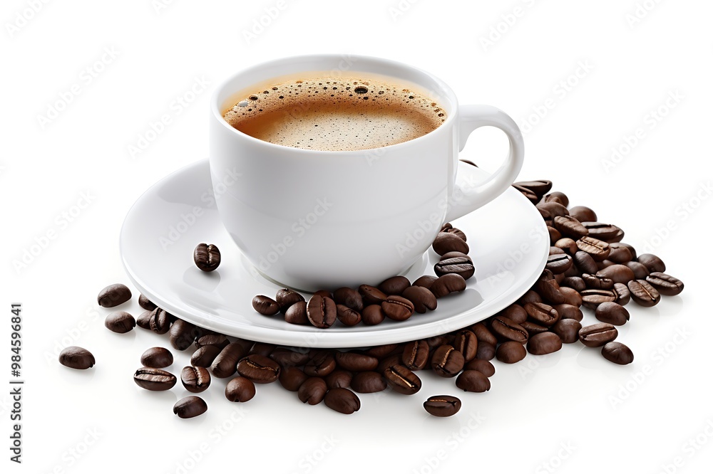 Fototapeta premium Cup of coffee with coffee beans