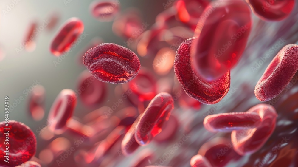 A cluster of red blood cells suspended in mid-air A cluster of red blood cells suspended in mid-air