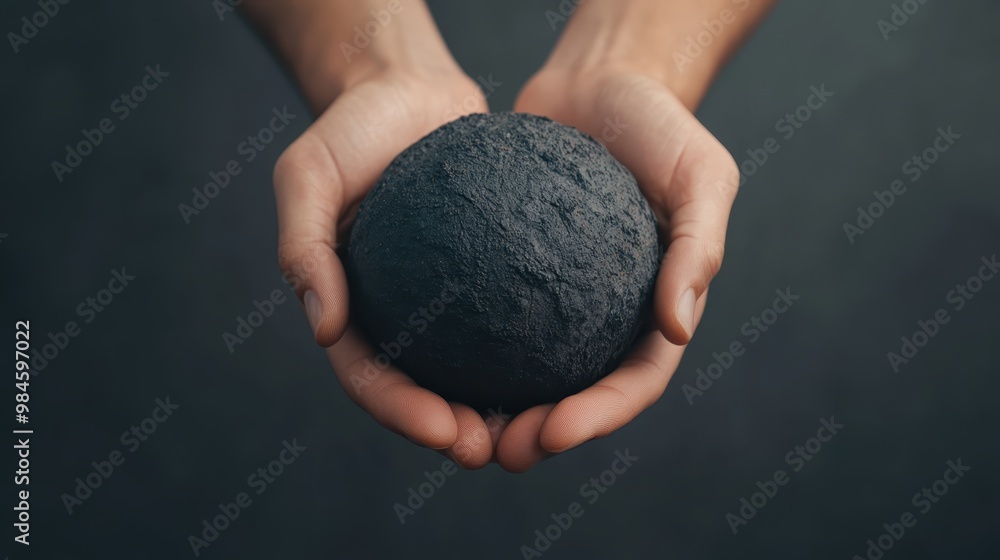 Hands holding a globe covered in oil, fossil fuel environmental impact Hands holding a globe covered in oil, fossil fuel environmental impact