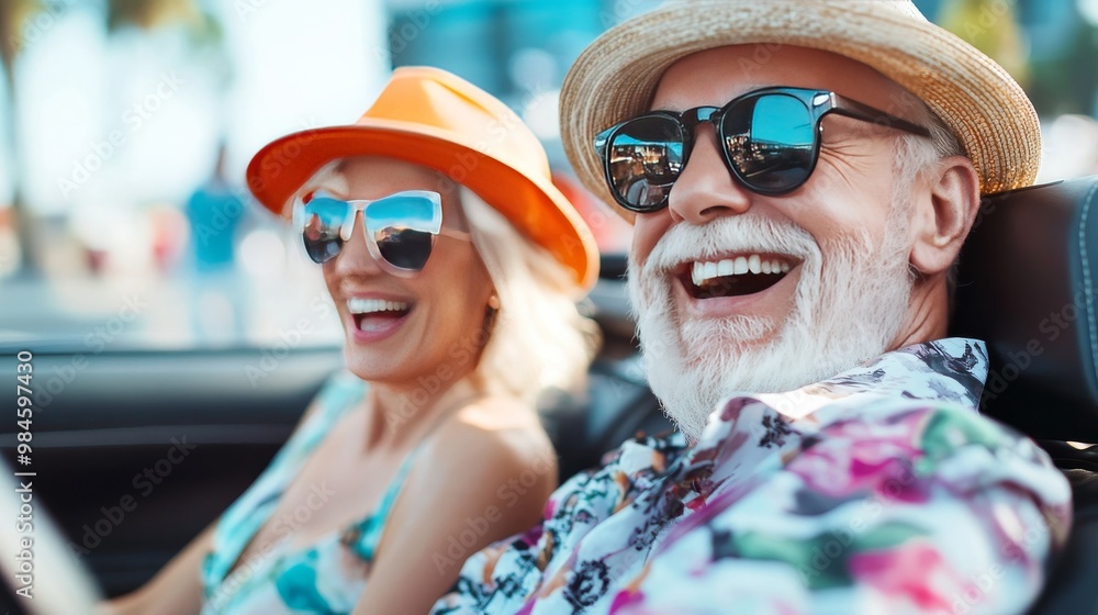 Mature couple enjoying road trip Mature couple enjoying road trip