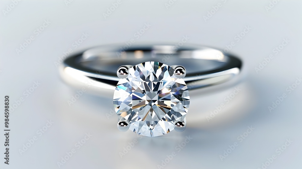 Sparkling Diamond Engagement Ring on a Pristine White Background Sparkling Diamond Engagement Ring on a Pristine White Background