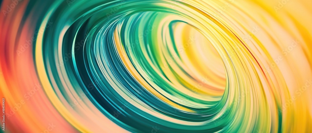 Abstract line art illustration of green yellow semicircles against a vibrant multi colored background captured with a long exposure circular camera motion Abstract line art illustration of green yellow semicircles against a vibrant multi colored background captured with a long exposure circular camera motion
