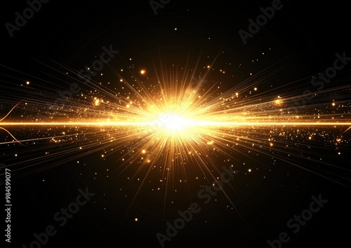 Line art illustration featuring stunning light flares with glowing streaks on a dark background An abstract luminous and sparkling lined backdrop for light effects