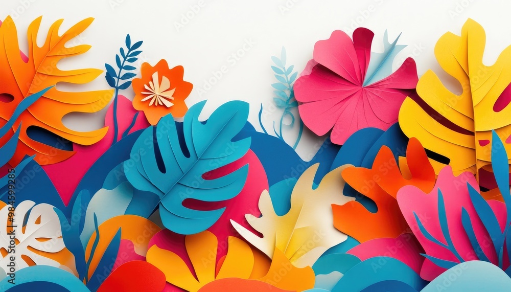 Vibrant paper design in a line art style set against a white background Vibrant paper design in a line art style set against a white background