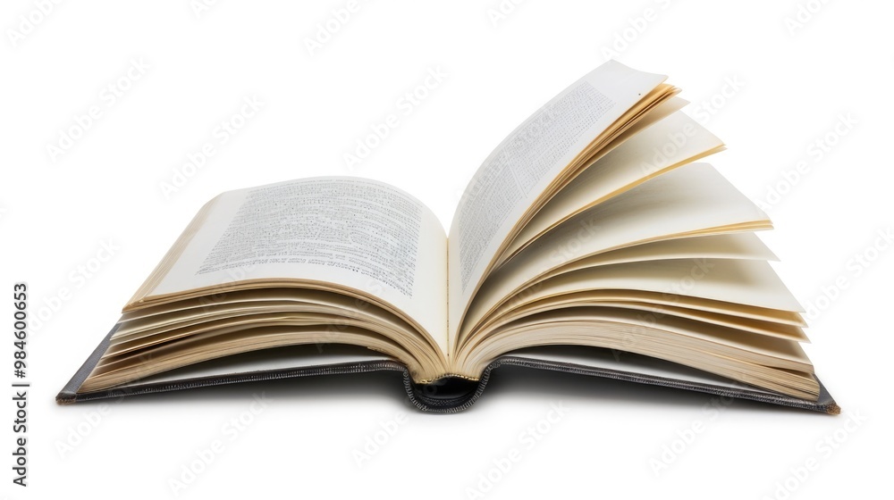 A single open book placed on a white surface A single open book placed on a white surface