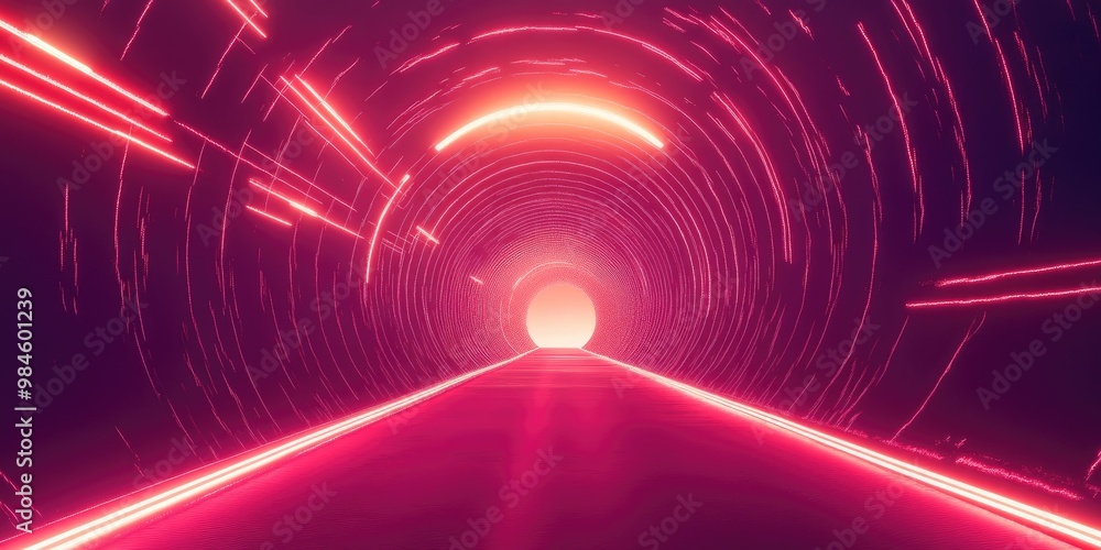 Line art illustration of a tunnel illuminated by a light source featuring a dynamic motion blur effect Line art illustration of a tunnel illuminated by a light source featuring a dynamic motion blur effect