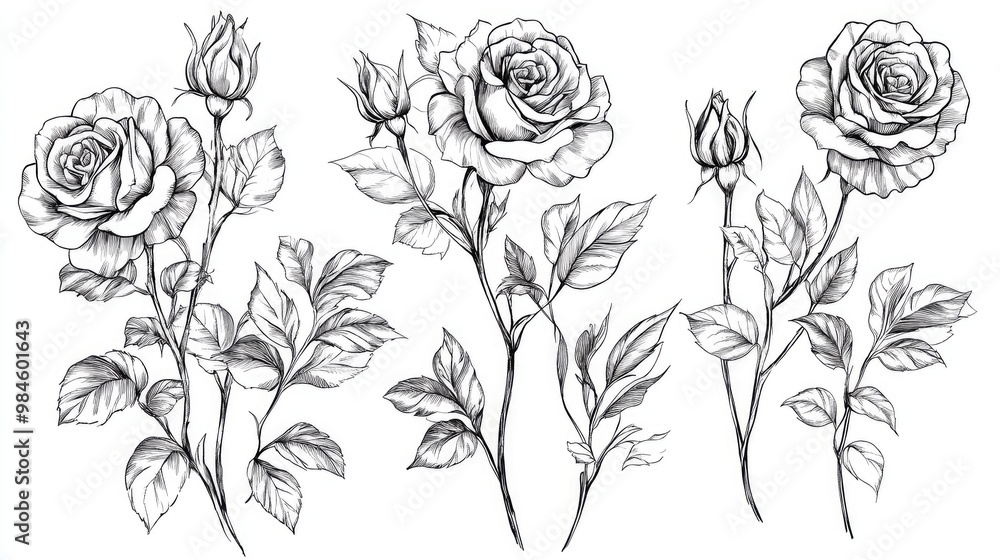 Rose Line Art in Black and White Floral Bouquets for Coloring Elegant Floral Line Drawings Hand Drawn Botanical Illustrations for Weddings Fine Line Flower Designs Rose Line Art in Black and White Floral Bouquets for Coloring Elegant Floral Line Drawings Hand Drawn Botanical Illustrations for Weddings Fine Line Flower Designs