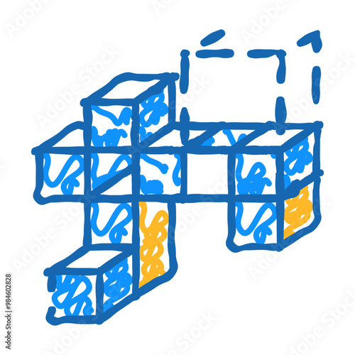 3d tasks doodle icon sketch vector. 3d tasks sign. isolated symbol illustration