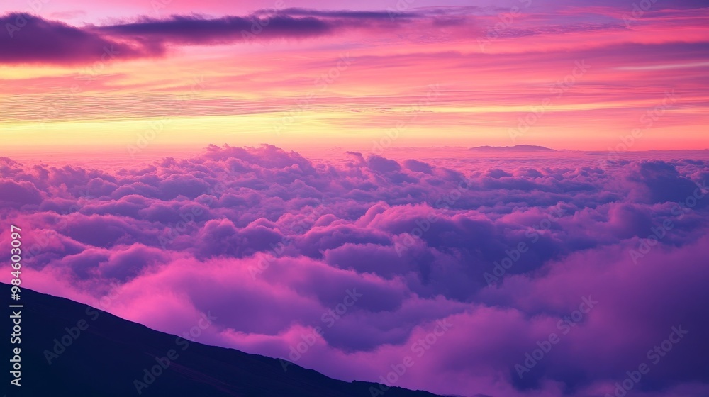 Sunrise over Haleakala volcano with mountain silhouette Sunrise over Haleakala volcano with mountain silhouette