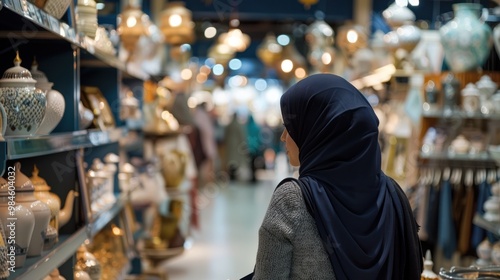 Woman Shopping for Pottery