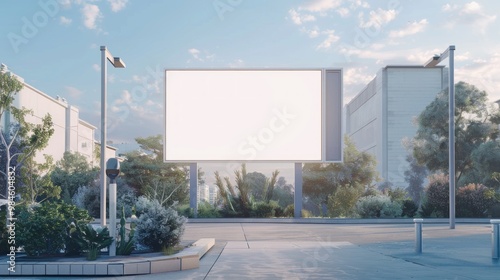 A blank billboard with no text or graphics, set against the backdrop