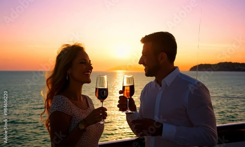 Couples enjoying a sunset cruise Video hyperrealistic