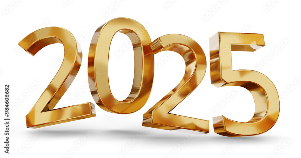 year 2025 golden symbol, 3d-illustration year 2025 golden symbol, 3d-illustration