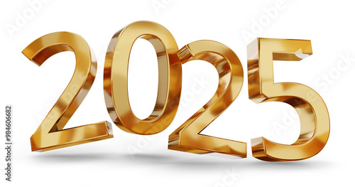year 2025 golden symbol, 3d...