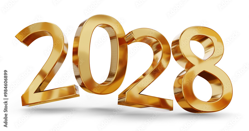 year 2028 golden symbol, 3d-illustration year 2028 golden symbol, 3d-illustration
