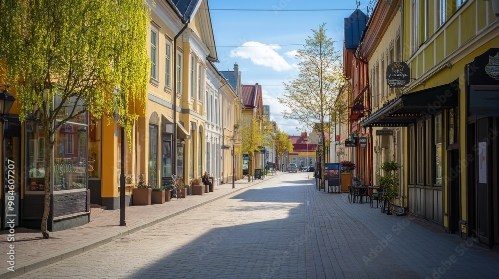 Obraz premium Sunny spring day street in Lappeenranta