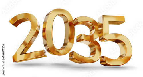 year 2035 golden symbol, 3d-illustration