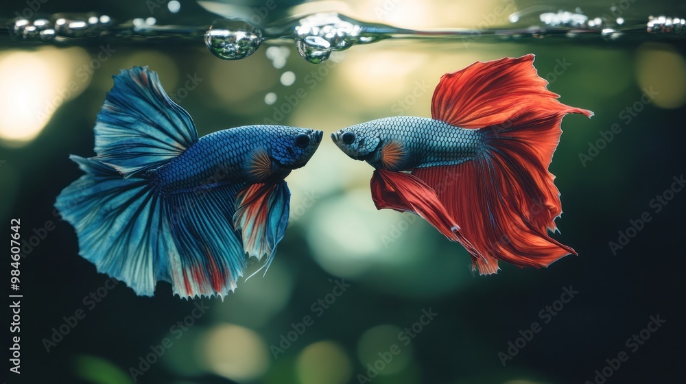 Two Siamese Fighting Fish in a Tank Two Siamese Fighting Fish in a Tank