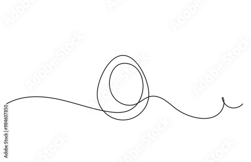 easter holiday eggs drawn by one line, happy easter concept, greeting banner design, abstract illustration in minimal style