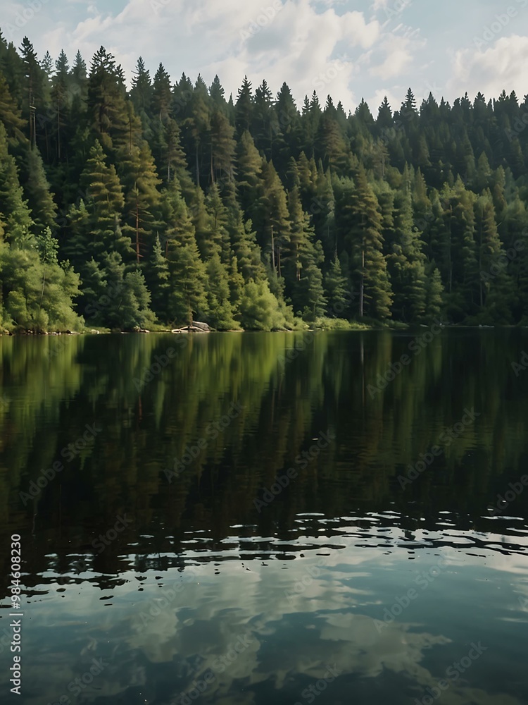 Tranquil lake nestled in a forest. Tranquil lake nestled in a forest.