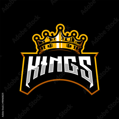 King gold crown mascot logo design for team sports gaming