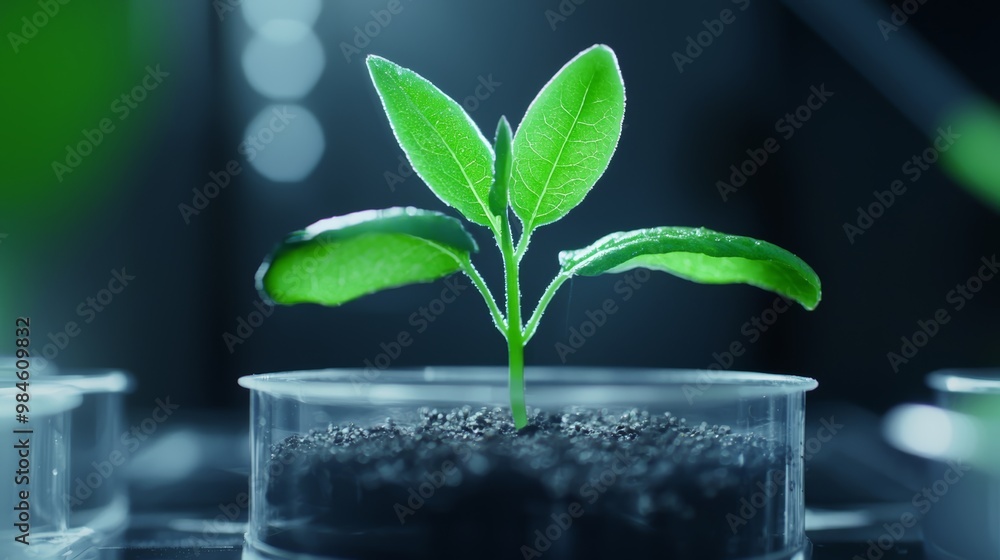 Close-up of a plant being studied in a laboratory, highlighting scientific innovation in crop development. Close-up of a plant being studied in a laboratory, highlighting scientific innovation in crop development.
