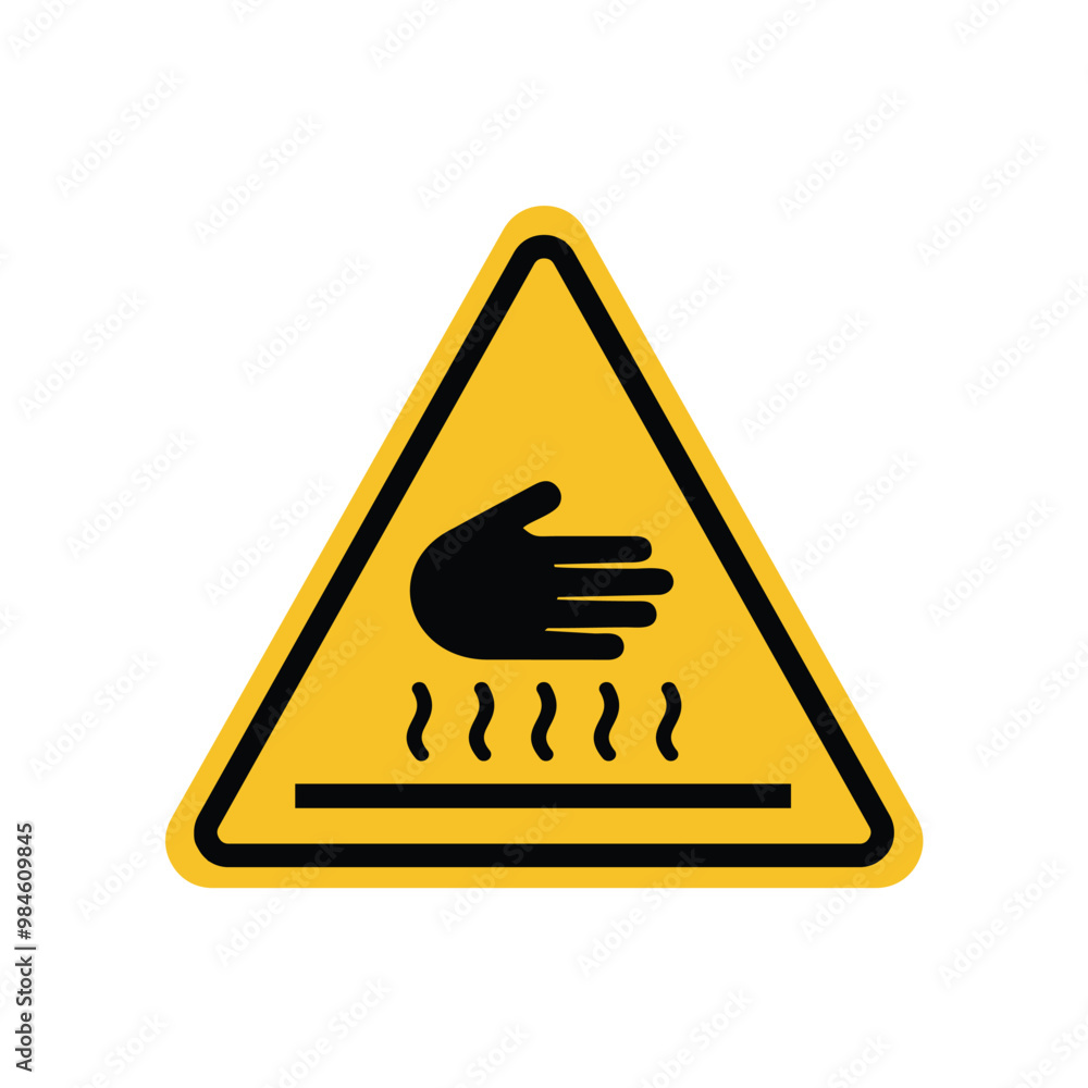 Warning hot surface on a yellow triangle board. Suitable for posters and web icons Warning hot surface on a yellow triangle board. Suitable for posters and web icons