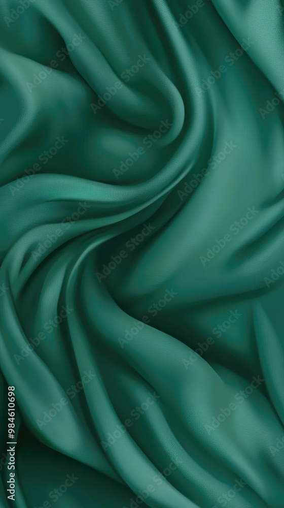 Fototapeta premium Elegant emerald green satin fabric with luxurious waves, perfect for fashion, textile, or design projects