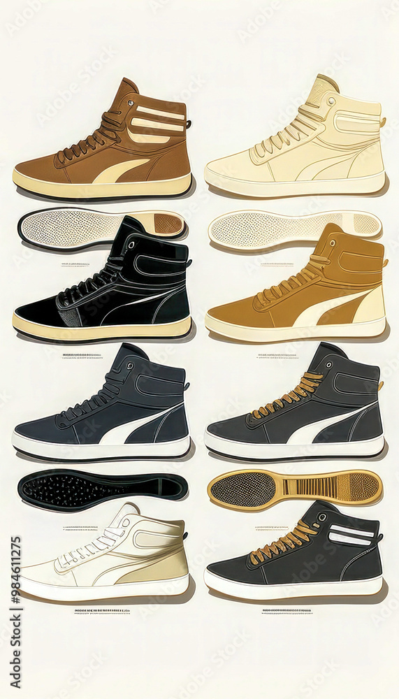 Colorful cartoon-style high-top sneakers illustration Colorful cartoon-style high-top sneakers illustration
