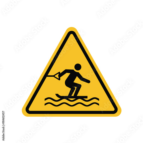 water skiing area a yellow triangle board. Suitable for posters and web icons