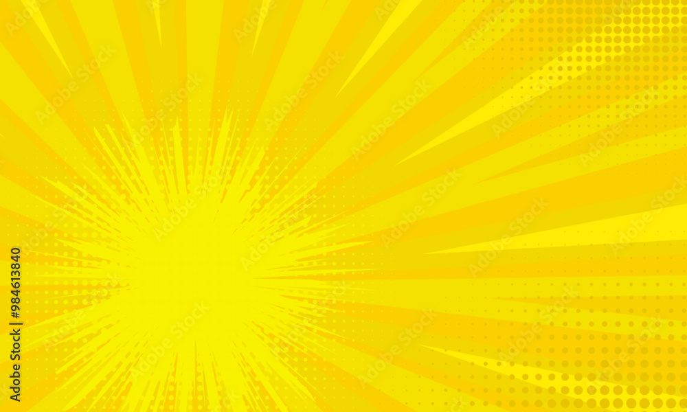 Obraz premium Yellow comic background with sunburst