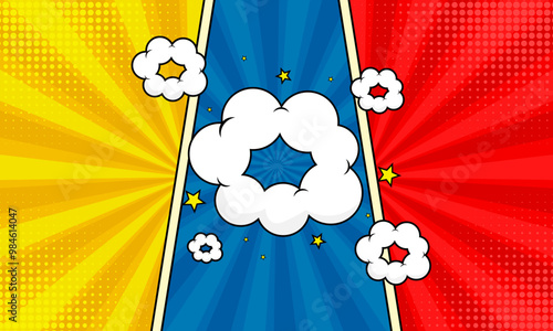 Colorful comic background with cloud illustration