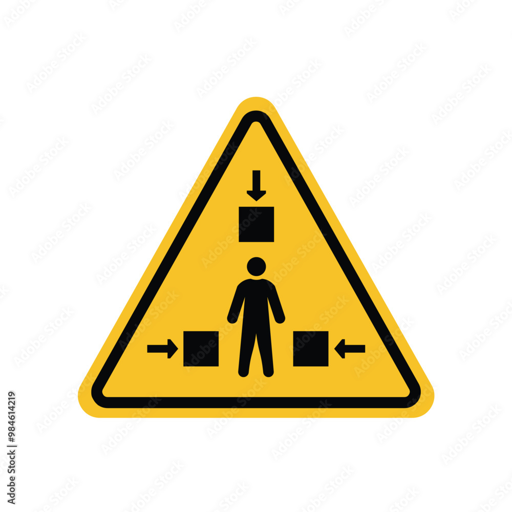 moving part warning sign on yellow triangle board. Suitable for posters and web icons moving part warning sign on yellow triangle board. Suitable for posters and web icons