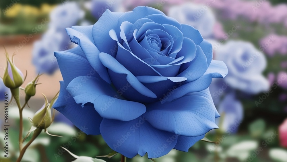 Close Up Macro Photography of Blue Rose with Elegant Petal Texture. Close Up Macro Photography of Blue Rose with Elegant Petal Texture.