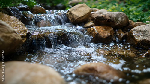 A small stream flowing over rocks.