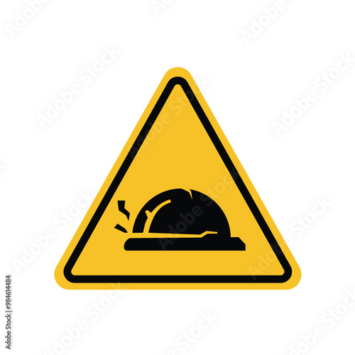 hard hat area warning sign on yellow triangle board. Suitable for posters and web icons