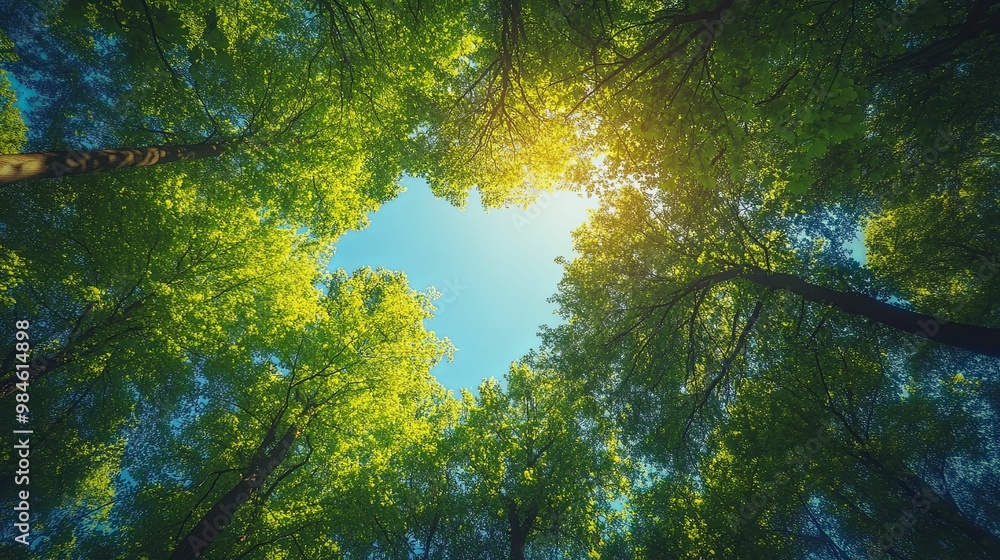 Canopy of Lush Green Leaves Creating a Heart Shape in the Sky Canopy of Lush Green Leaves Creating a Heart Shape in the Sky