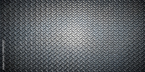 Detailed macro shot of sleek textured charcoal metal diamond pattern. photo