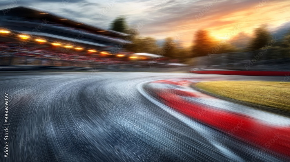 Blurred Motion Race Track Sunset, Speed, Race Track, Motion Blur Blurred Motion Race Track Sunset, Speed, Race Track, Motion Blur