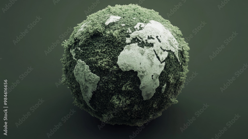 Green Earth Globe 3D Render, World, Nature, Earth Day Green Earth Globe 3D Render, World, Nature, Earth Day