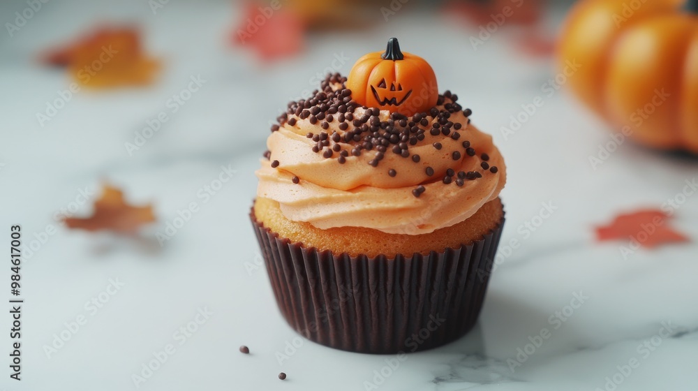 Pumpkin Spice Cupcake with Sprinkles, Halloween, Fall Treats, Dessert ,halloween, dessert, cupcakes