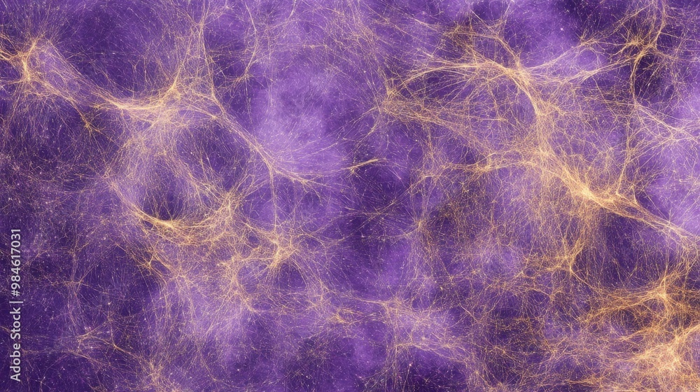 Obraz premium Purple and Gold Cosmic Web, Abstract Texture, Cosmic, Abstract, Background